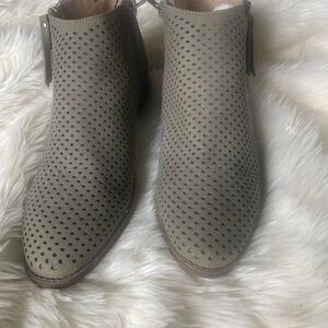 Olive Perforated Ankle Boots